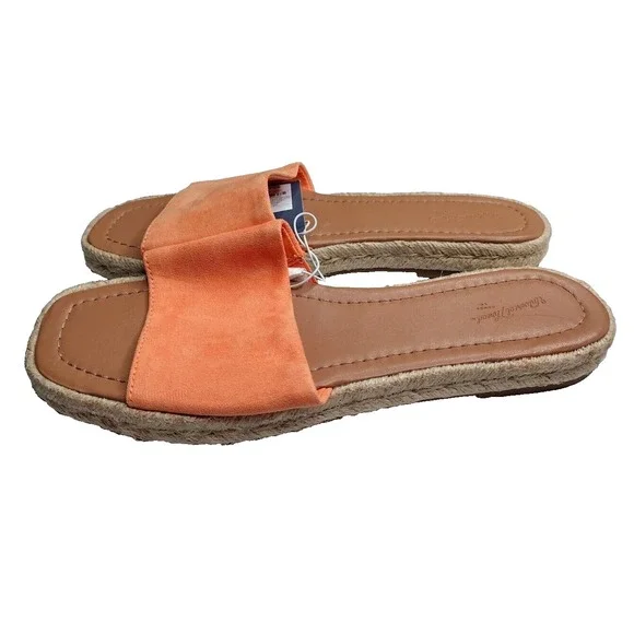 Universal Thread Women‎ Orange Suede Espadrille Slide Sandals Size 9 - Picture 4 of 6